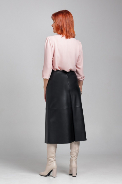 Юбка трапеция из экокожи с потайной молнией Соджи 520 черный - фото 2