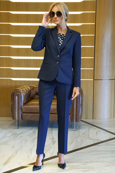 Блуза, брюки, жакет Alani Collection 2425 синий-крупный_горох - фото 5