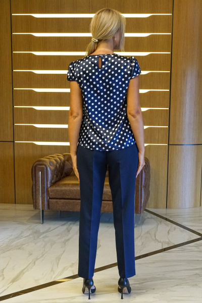 Блуза, брюки, жакет Alani Collection 2425 синий-крупный_горох - фото 9