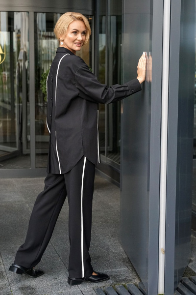 Блуза, брюки Alani Collection 2399 черный_полоска - фото 10