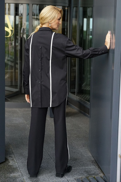 Блуза, брюки Alani Collection 2399 черный_полоска - фото 9