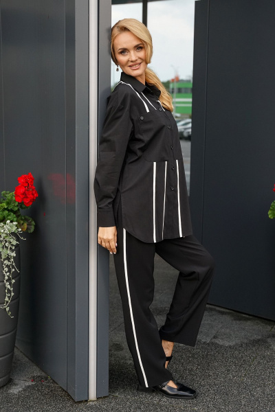 Блуза, брюки Alani Collection 2399 черный_полоска - фото 6