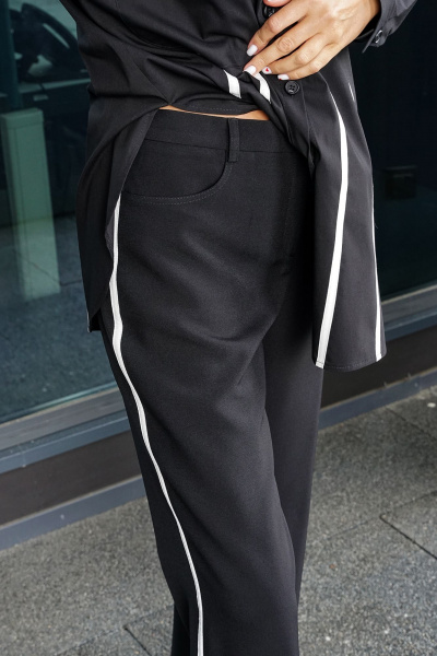 Блуза, брюки Alani Collection 2399 черный_полоска - фото 4