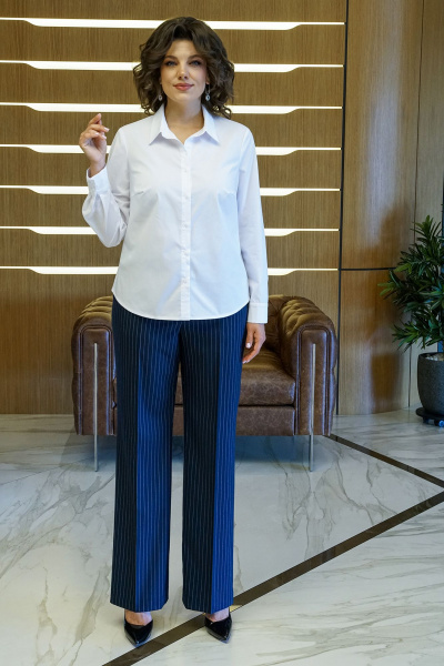 Блуза, брюки, жилет Alani Collection 2411 синий_полоска-белый - фото 7