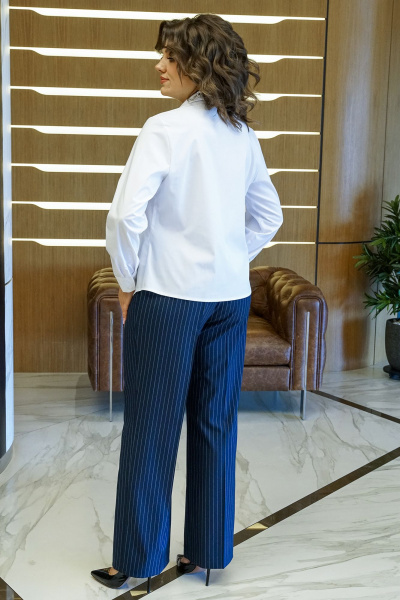 Блуза, брюки, жилет Alani Collection 2411 синий_полоска-белый - фото 8