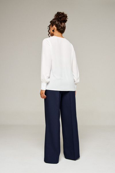 Блуза, брюки, жилет Beautiful&Free 6380 молочно-темно-синий - фото 16