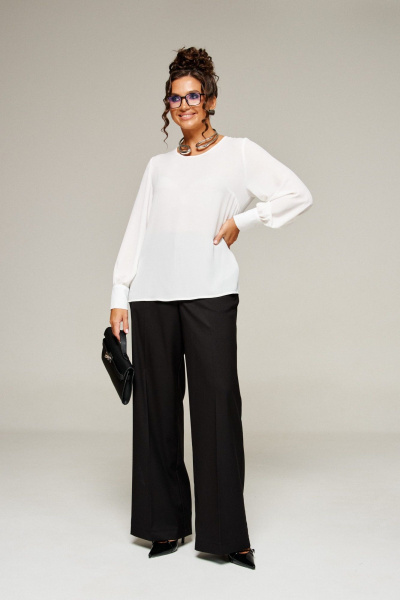 Блуза, брюки, жилет Beautiful&Free 6380 молочно-черный - фото 6