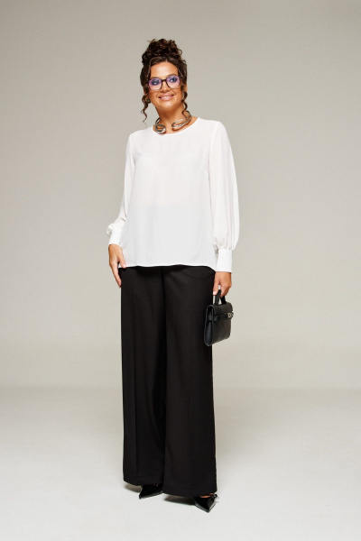 Блуза, брюки, жилет Beautiful&Free 6380 молочно-черный - фото 7