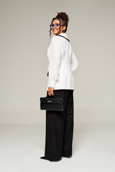 Блуза, брюки, жилет Beautiful&Free 6380 молочно-черный - фото 12