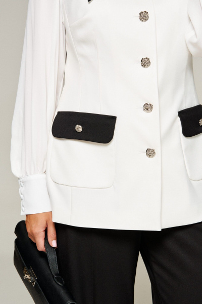 Блуза, брюки, жилет Beautiful&Free 6380 молочно-черный - фото 5