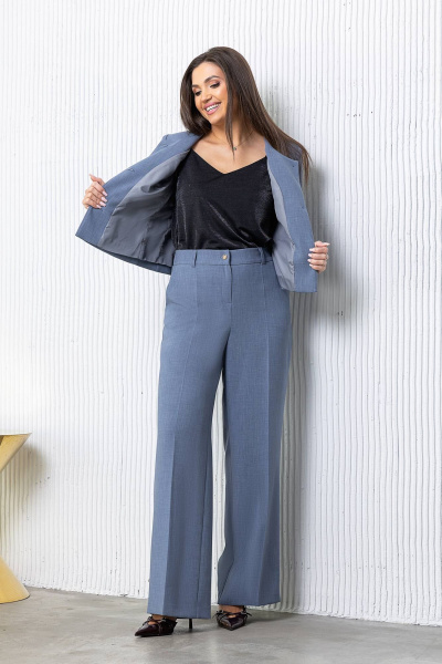 Брюки, жакет Gold Style 2705 серо-синий - фото 8