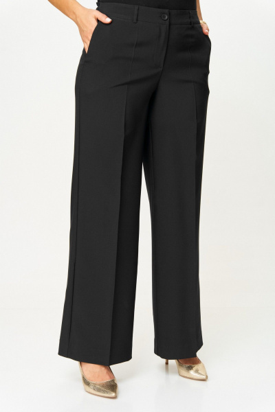 Черные брюки-палаццо из текстильной ткани БелЭльСтиль 601-2_88_22 черный - фото 1