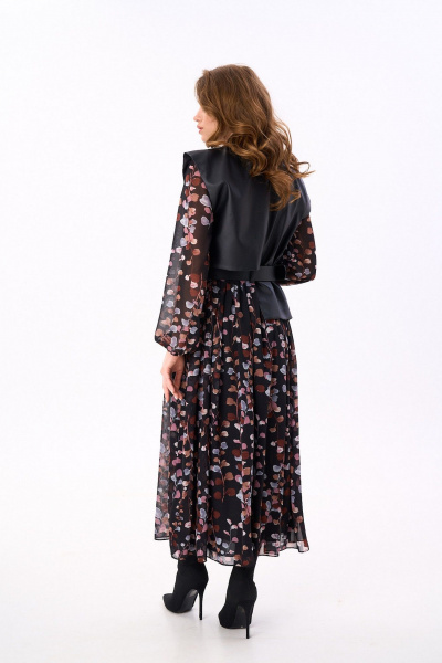 Платье NikVa 904-6 черный_листья_мультиколор - фото 10