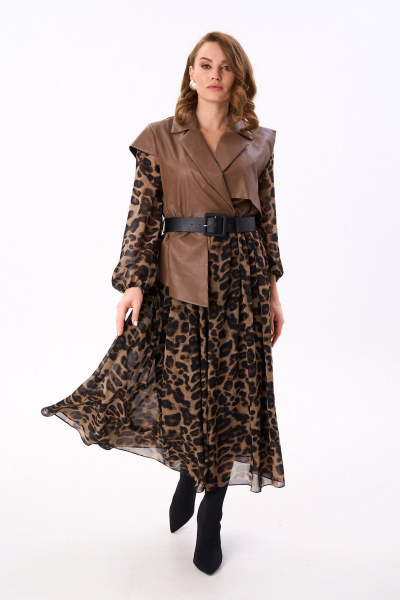 Платье NikVa 904-7 шоколадный_леопард - фото 5