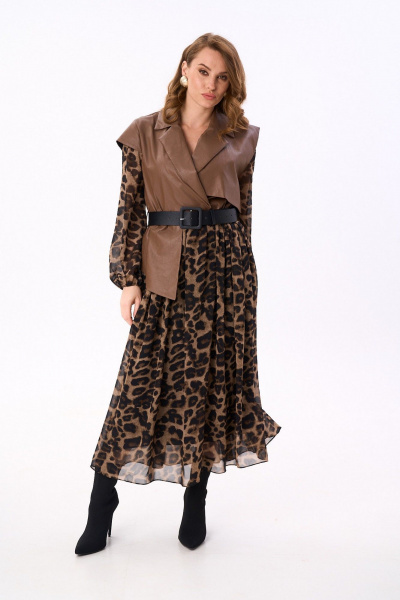 Платье NikVa 904-7 шоколадный_леопард - фото 4