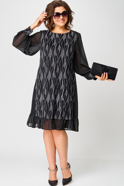 Нарядное платье с шифоновой отделкой из текстиля EVA GRANT 7299 разводы - фото 6