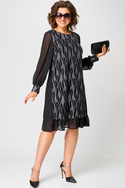 Нарядное платье с шифоновой отделкой из текстиля EVA GRANT 7299 разводы - фото 5