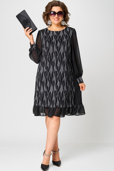 Нарядное платье с шифоновой отделкой из текстиля EVA GRANT 7299 разводы - фото 4