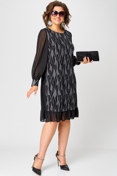 Нарядное платье с шифоновой отделкой из текстиля EVA GRANT 7299 разводы - фото 3