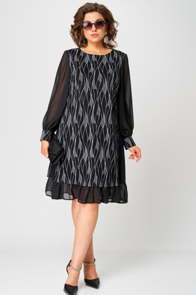 Нарядное платье с шифоновой отделкой из текстиля EVA GRANT 7299 разводы - фото 1