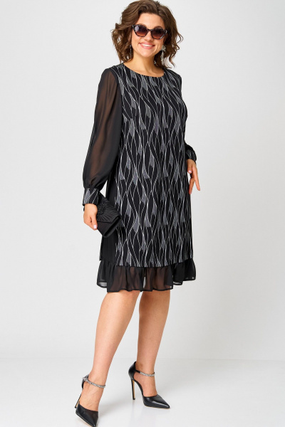 Нарядное платье с шифоновой отделкой из текстиля EVA GRANT 7299 разводы - фото 2