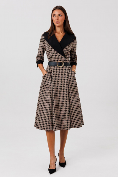 Платье Ларс Стиль 1128 капучино-черный - фото 7