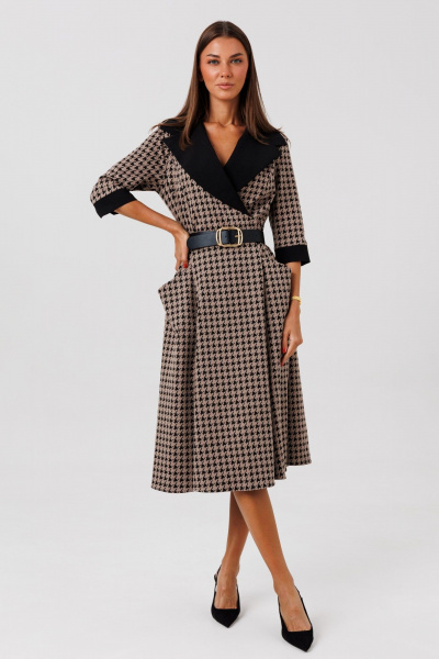 Платье Ларс Стиль 1128 капучино-черный - фото 2