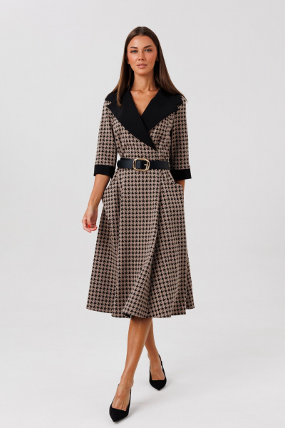 Платье Ларс Стиль 1128 капучино-черный - фото 1