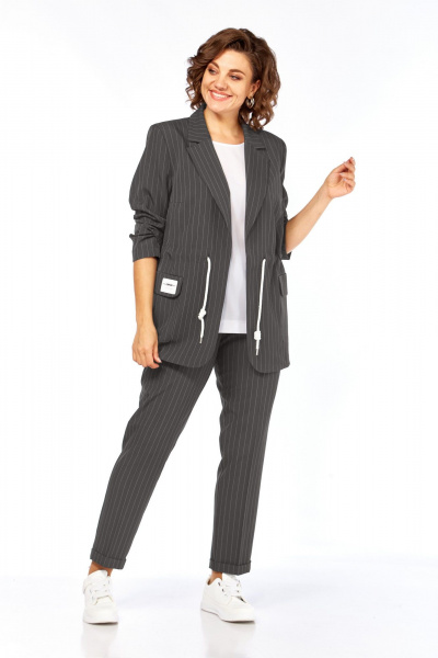 Блуза, брюки, жакет Ольга Стиль С-958 серый - фото 1