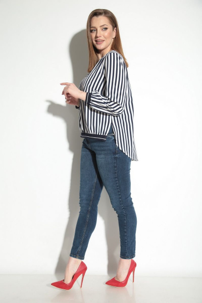 Блуза Michel chic 756 бело-синяя_полоска - фото 3