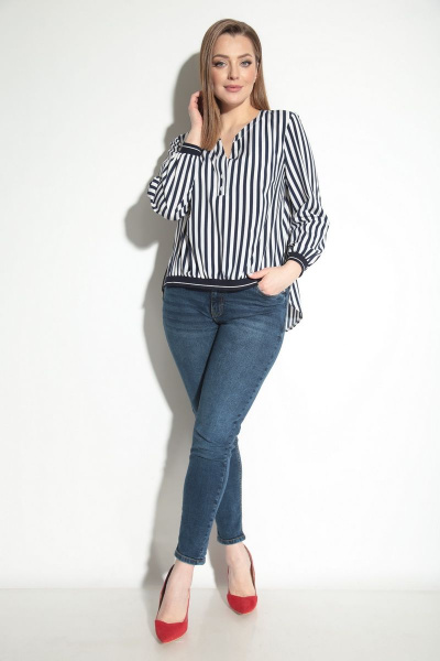 Блуза Michel chic 756 бело-синяя_полоска - фото 2