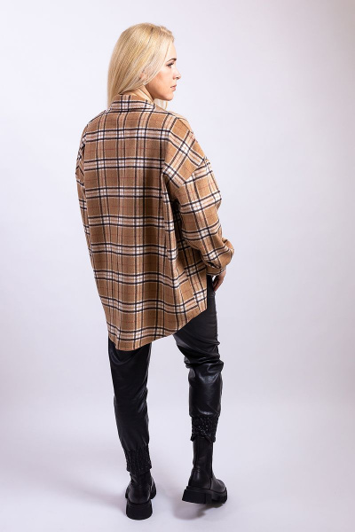 Рубашка из шерсти с воротником-стойкой демисезон Пинск-Стиль 3953 коричневый - фото 6