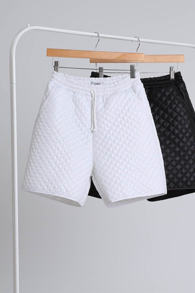 Белые прямые шорты с поясом и карманами из хлопка Диомант 1615 белый - фото 1