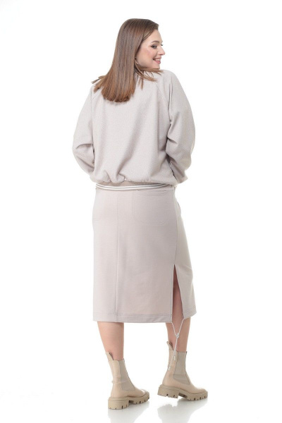 Бомбер, платье Deluizn 917 елочка-бежевый - фото 3