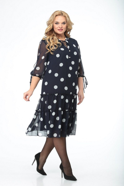 Мультиколорное шифоновое платье с воланами и подкладкой Кэтисбел 1533 крупный_горох - фото 2