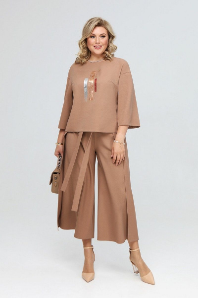 Блуза, кюлоты Pretty 1928 кофе - фото 1