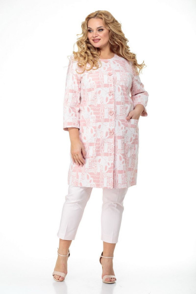 Легкий розовый пальто-кардиган из вискозы БелЭльСтиль 813-1 85 22 розовый - фото 2