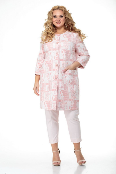 Легкий розовый пальто-кардиган из вискозы БелЭльСтиль 813-1 85 22 розовый - фото 1