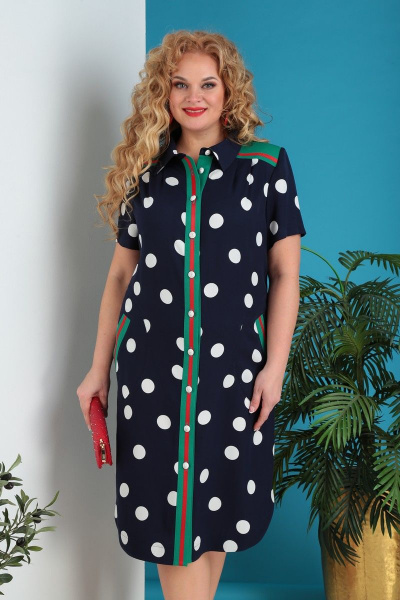Платье в горошек из вискозы и текстиля Grace for you 1021 - фото 2