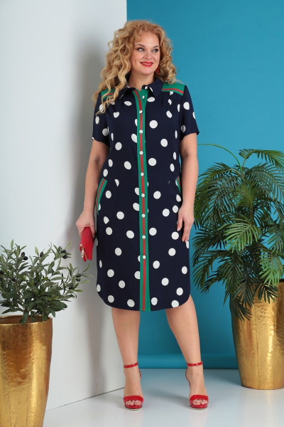 Платье в горошек из вискозы и текстиля Grace for you 1021 - фото 1