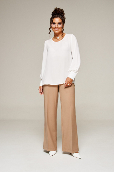 Блуза, брюки, жилет Beautiful&Free 6374 молочно-бежевый - фото 13