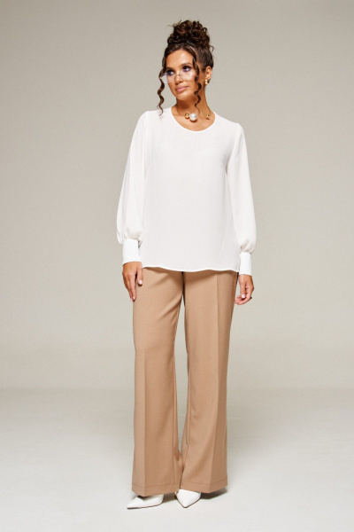 Блуза, брюки, жилет Beautiful&Free 6374 молочно-бежевый - фото 12
