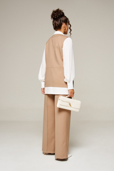 Блуза, брюки, жилет Beautiful&Free 6374 молочно-бежевый - фото 11