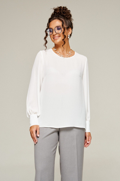 Блуза, брюки, жилет Beautiful&Free 6374 молочно-серый - фото 16