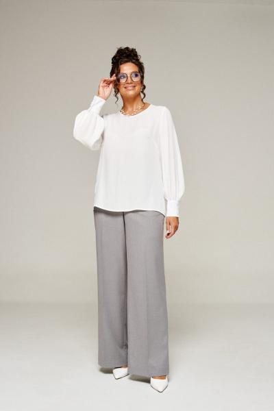 Блуза, брюки, жилет Beautiful&Free 6374 молочно-серый - фото 15