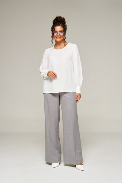 Блуза, брюки, жилет Beautiful&Free 6374 молочно-серый - фото 14