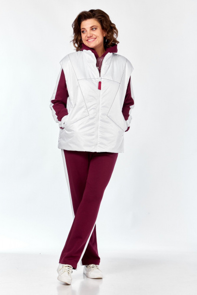 Брюки, жилет, худи Диомант 1917 бордо-белый - фото 2