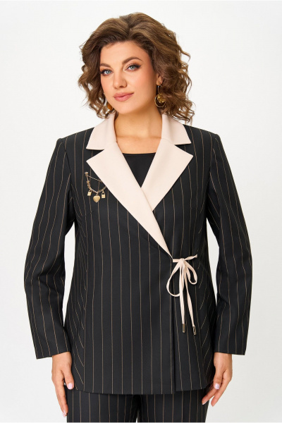Брюки, жакет DaLi 7048.2 чёрный+пудра - фото 2