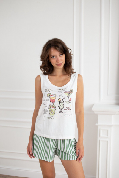 Майка, шорты Купалинка 36601G.158-164 к.белый,полоска - фото 1