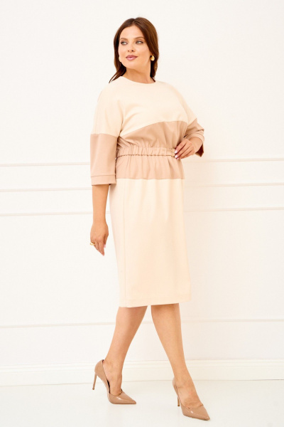 Платье IVA 1824 бежевый - фото 3
